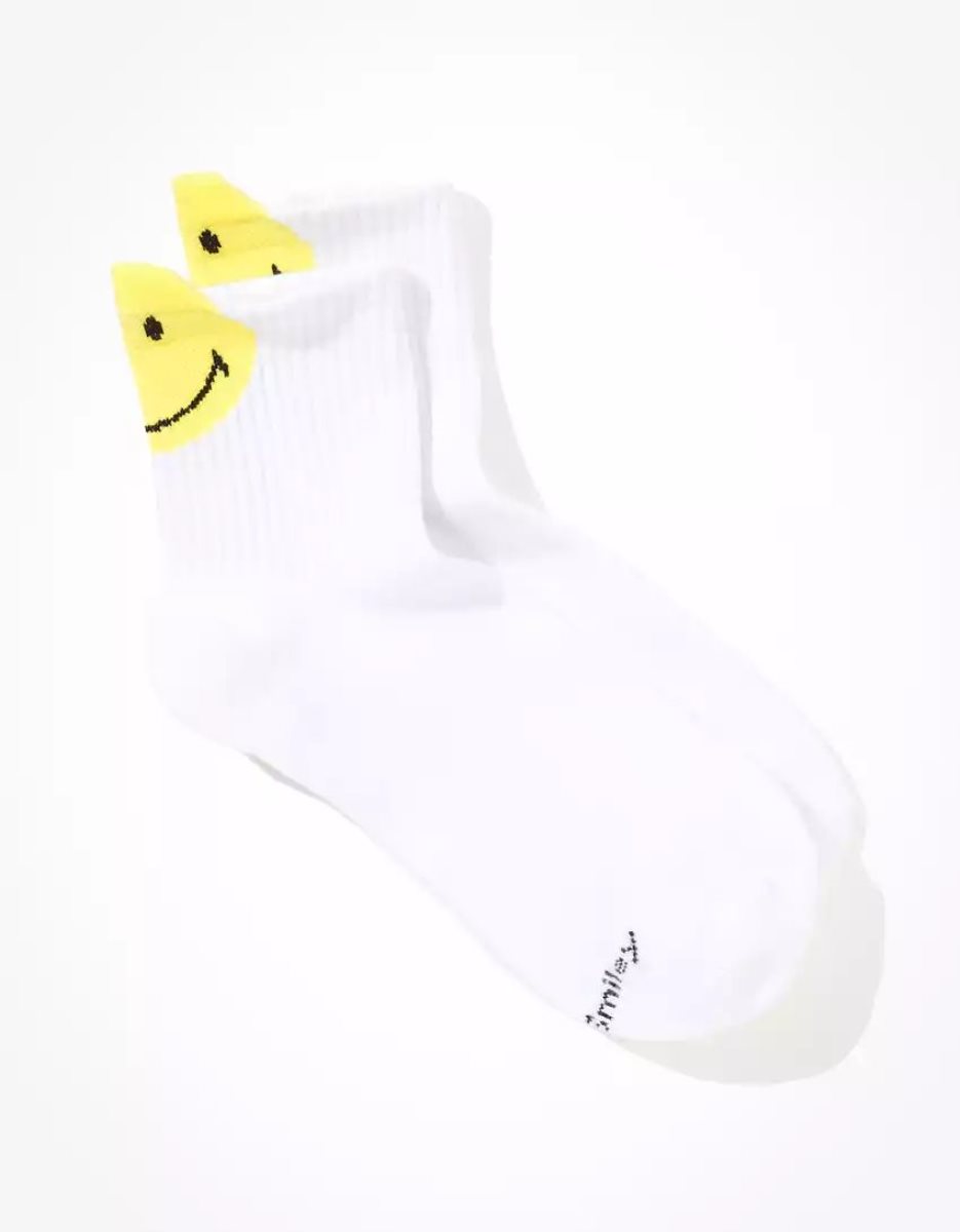 Chaussettes American Eagle AE Smiley Heel Boyfriend Sock Blanche Femme | GNA-99084863